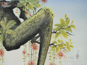 Tranh sứ cao cấp vẽ Tháp Rùa, 60x90cm