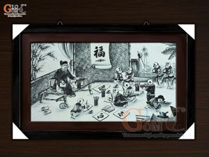 Tranh sứ cao cấp vẽ Thày Đồ Dạy Chữ, 60x90cm