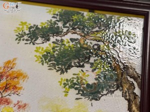 Tranh sứ màu vẽ cảnh Chùa Một Cột, kích thước 90x60cm