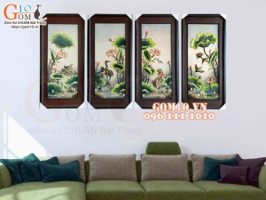 Bộ tranh sứ Phú Quý Trường Thọ, 98x42cm