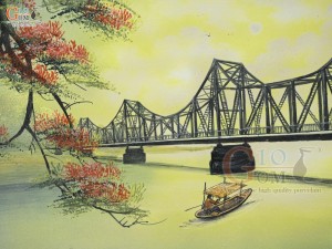 Tranh sứ cao cấp vẽ dáng cầu xưa, 60x90cm