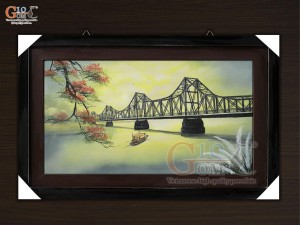 Tranh sứ cao cấp vẽ dáng cầu xưa, 60x90cm