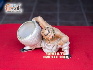 Chậu tượng trồng cây dáng bê vò, ngang 19 x 26cm