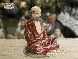 Tượng Bồ Đề Đạt Ma men màu, cao 38cm