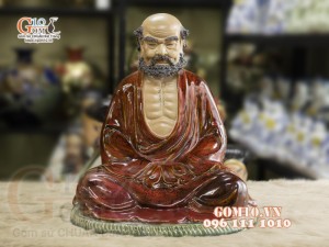 Tượng Bồ Đề Đạt Ma men màu, cao 38cm