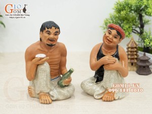 Tượng gốm Chí Phèo -Thi Nở cao 18cm