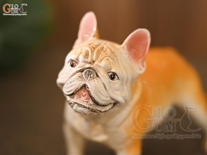 Tượng chó Bulldog, tượng chó mặt xệ, dài 17cm
