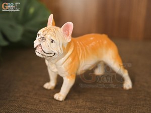 Tượng chó Bulldog, tượng chó mặt xệ, dài 17cm