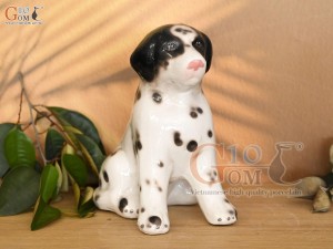 Tượng chó sứ đốm nhí, cao 22cm