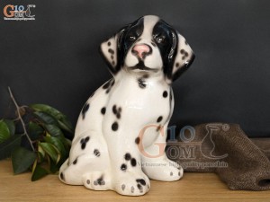 Tượng chó sứ màu đốm, cao 30cm