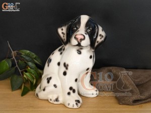 Tượng chó sứ màu đốm, cao 30cm
