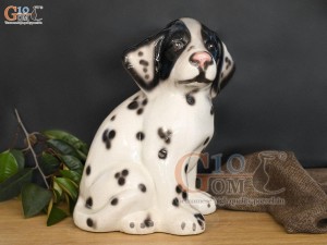 Tượng chó sứ màu đốm, cao 30cm