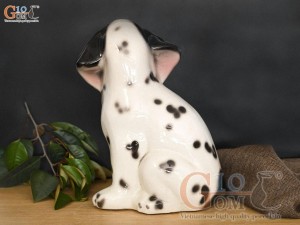 Tượng chó sứ màu đốm, cao 30cm