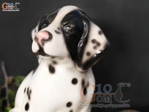 Tượng chó sứ màu đốm, cao 30cm