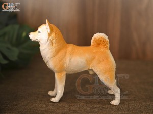 Tượng chó sứ Shiba vàng, cao 14cm