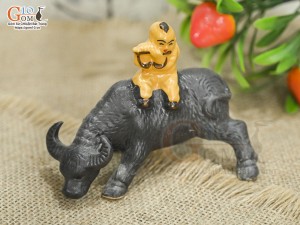 Tượng chú tiểu thổi sáo cưỡi trâu dài 10cm
