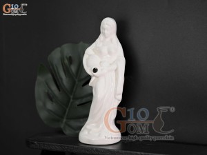 Tượng cô gái đổ nước men màu trắng, cao 15cm