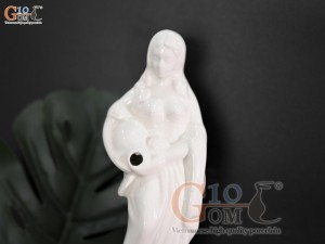 Tượng cô gái đổ nước men màu trắng, cao 15cm