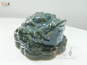 Tượng Cóc Tài Lộc men cẩm thạch, dài 19cm