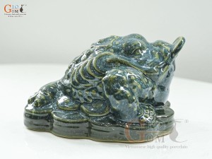 Tượng Cóc Tài Lộc men cẩm thạch, dài 19cm