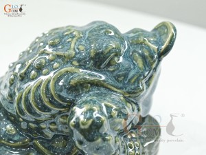 Tượng Cóc Tài Lộc men cẩm thạch, dài 19cm