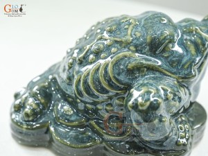 Tượng Cóc Tài Lộc men cẩm thạch, dài 19cm