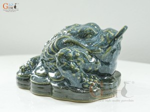 Tượng Cóc Tài Lộc men cẩm thạch, dài 19cm