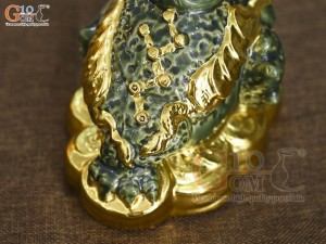 Tượng Cóc Tài Lộc men ngọc dát vàng, dài 18cm