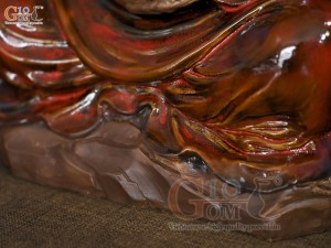 Tượng Đạt Ma ngồi thiền gốm men hoả biến, cao 43cm