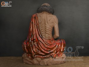 Tượng Đạt Ma ngồi thiền gốm men hoả biến, cao 36cm (Râu đen)