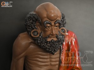 Tượng Đạt Ma ngồi thiền gốm men hoả biến, cao 36cm (Râu đen)