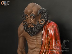 Tượng Đạt Ma ngồi thiền gốm men hoả biến, cao 36cm (Râu đen)