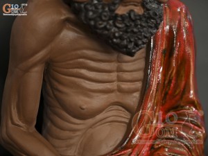 Tượng Đạt Ma ngồi thiền gốm men hoả biến, cao 36cm (Râu đen)