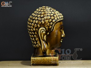 Tượng đầu Phật Thích Ca Mâu Ni màu nâu, cao 18cm