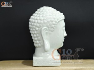 Tượng đầu Phật Thích Ca Mâu Ni màu ngọc, cao 18cm