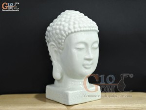 Tượng đầu Phật Thích Ca Mâu Ni màu ngọc, cao 18cm