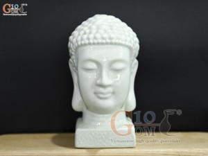 Tượng đầu Phật Thích Ca Mâu Ni màu ngọc, cao 18cm