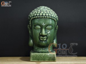 Tượng đầu Phật Thích Ca Mâu Ni xanh ngọc, cao 18cm