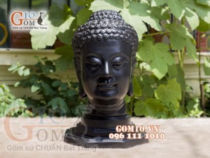 Tượng đầu quan âm mặt thiện, cao 38cm