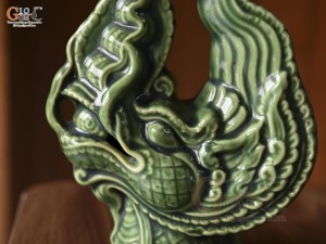 Tượng đầu Rồng thời Lý men xanh, cao 16cm