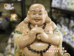 Tượng Di Lạc chúc phúc men màu, cao 50cm