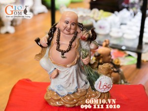 Tượng Di Lạc kéo bao vàng 38cm