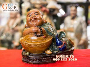 Tượng Di Lạc ôm vàng 23cm