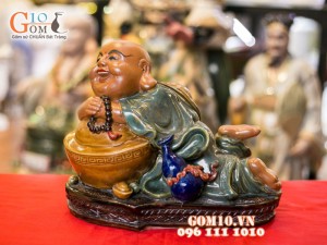 Tượng Di Lạc ôm vàng 23cm