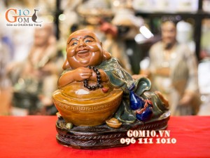 Tượng Di Lạc ôm vàng 23cm