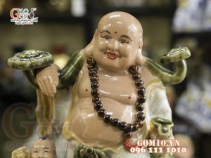 Tượng Di Lạc Tiểu Phúc men màu, cao 32cm