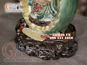 Tượng Di Lạc trứng men ngọc, cao 30cm