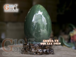 Tượng Di Lạc trứng men ngọc, cao 30cm