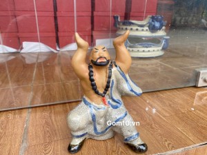 Tượng Lỗ Chí Thâm ghép cây men rạn, cao 20cm 