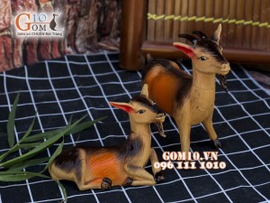 Tượng gốm 2 chú dê 17cm